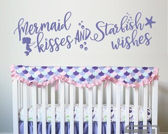 Mermaid Kisses Starfish Wishes Wall Decal - Baby Girl Nursery Decor