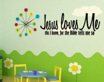 Jesus Loves Me - Vinyl Wall Decal, Bible Verse Quote, Christian, Scriptural, Church Decor