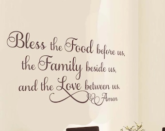 Bless the Food Vinyl Wall Decal: Christian Dining Room Prayer