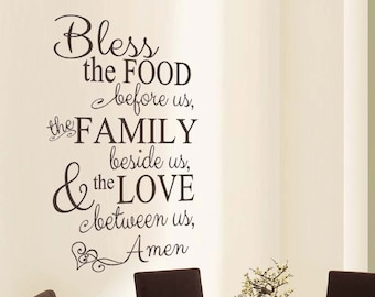 Bless the Food Vinyl Wall Decal: Dining Room Prayer Quote