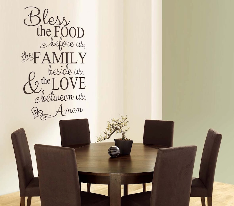 Bless The Food Vertical Vinyl Wall Decal Dining Room Decor Art Blessing E Prayer Home