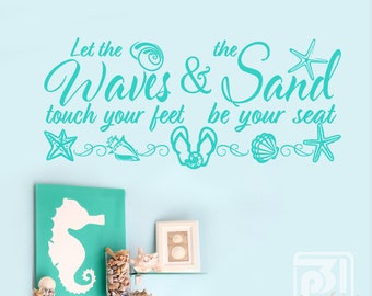 Waves & Sand Vinyl Wall Decal: Beach Decor