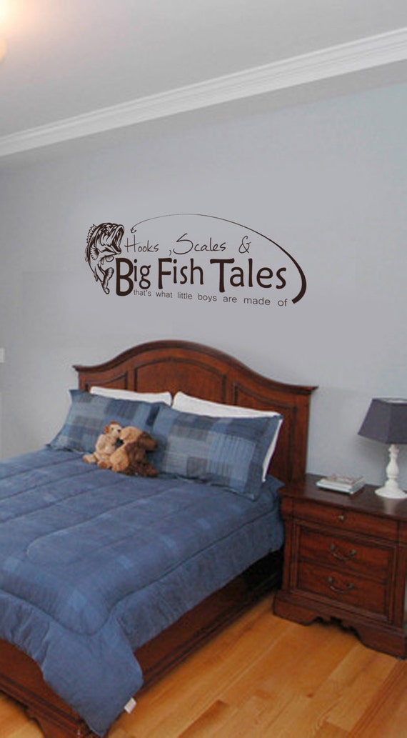 Hooks, Scales, Big Fish Tales Vinyl - Fishing Wall Vinyl, Bass Fish, Little  Boys are Made of, Fisherman Room Decor, Boy decal