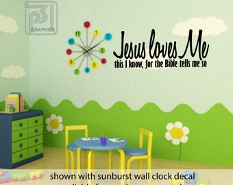Jesus Loves Me - Vinyl Wall Decal, Bible Verse Quote, Christian, Scriptural, Church Decor