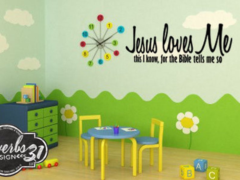 Jesus Loves Me Vinyl Wall Decal, Bible Verse Quote, Christian, Scriptural, Church Decor image 1