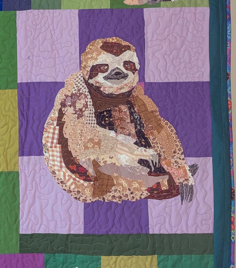 Sloth Quilt Collage Block - Downloadable Mini Quilt Pattern - Etsy Canada