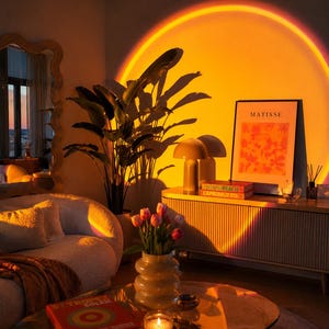 Lámpara proyector LED con efecto atardecer - Lámpara USB con 16 colores y control remoto - Decoración ambiental para dormitorio y sala de estar.