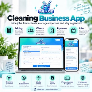 Cleaning Business App, Job Pricing, Client Tracker, Expense Manager (Digital Download)