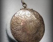 VICTORIAN Engraved Sterling Silver Snuff Box Powder Compact CHATELAINE Monogrammed DB