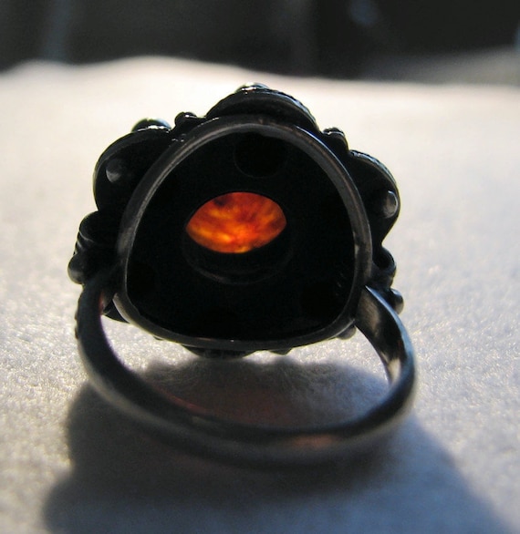 Unique VINTAGE BALTIC AMBER and Sterling Silver R… - image 6