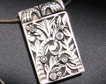 Collier médaillon botanique/fantastique ESTRIN WILSON vintage rare -- Argent sterling, 30,9 g au total, excellent état