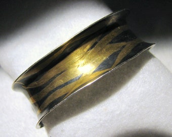 Vintage KEUM BOO Pure 24k Yellow Gold and Sterling CUFF Bracelet -- Lots of Gold!, 29 Grams, Excellent Cond,, Best for Larger Wrist