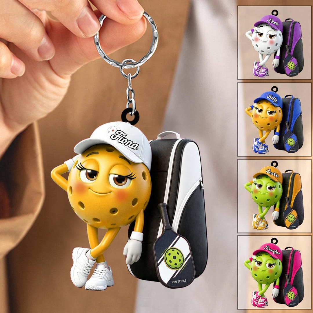 Personalized Pickleball Mascot Keychain