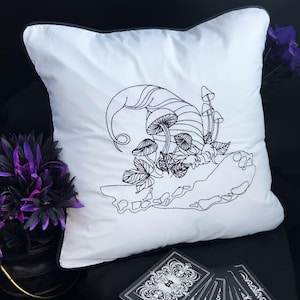 Halloween Pillow Witches&#39; Hat Gothic Black and White Throw Pillow HANDMADE