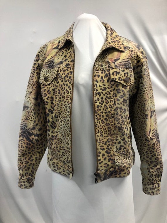 Leather leopard print jacket.