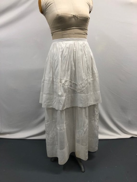 Vintage Antique Edwardian Two Tiered Cotton Skirt