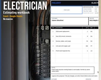 Offertesjabloon voor elektricien in Excel of Google Sheets | Kostenraming voor klussen (spreadsheet)