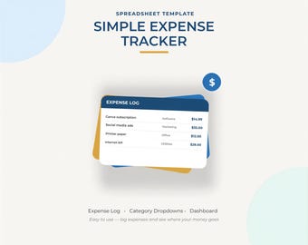 Simple Expense Tracker Excel Template | Small Business Expense Spreadsheet | Automatic Dashboard