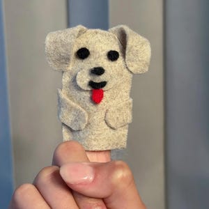 Dog Finger Puppet, Handmade Felt Puppy Toy for Pretend Play