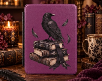 Funda para Kindle Cuervo Gótico, Cubierta estilo Academia Oscura para Libros, Funda para lector electrónico Cuervo Púrpura, Kindle Paperwhite de 12.ª generación y Colorsoft, Regalo para lectores góticos
