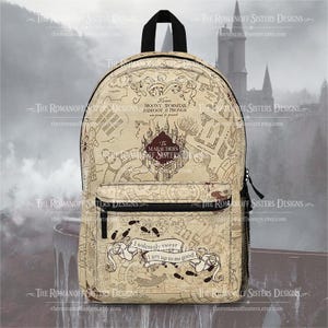 Plecak z motywem mapy Huncwotów | Mapa czarodziejów, wzór mapy vintage