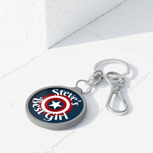 Captain Inspired Keychain | Steve's Best Girl Bag Charm | Comic Inspired Gift | Retro Superhero Key Ring | Fandom Accessory image 4