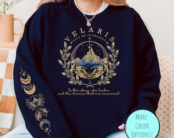 Velaris Night Court Sleeve Printed Sweatshirt | ACOTAR Sweatshirt | A Court of Thorns and Roses | Booktok Gift