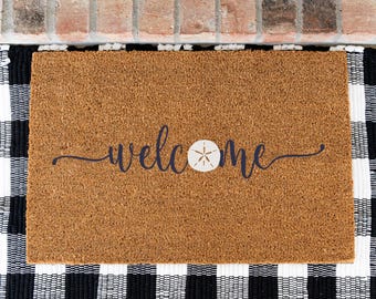Beach Welcome Mat, Beach Sand Dollar Door Mat, Summer House Door Mat, Welcome Mat, Summer Welcome Mat, Ocean Welcome Mat Sand Dollar Welcome