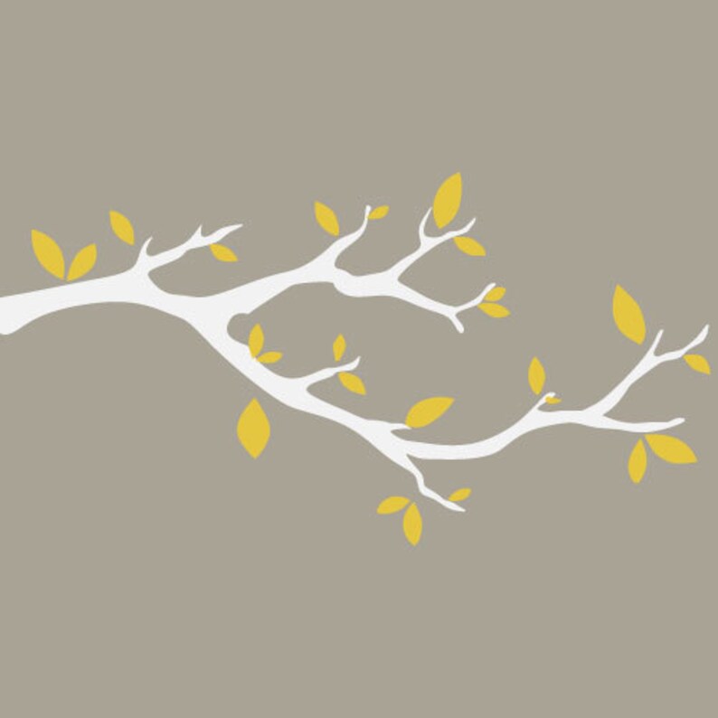 Tree Branch Vinyl Wall Decal Sticker Leaves Modern Etsy