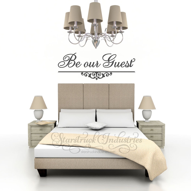 be our guest decal guest room decor door decal wall vinyl | etsy