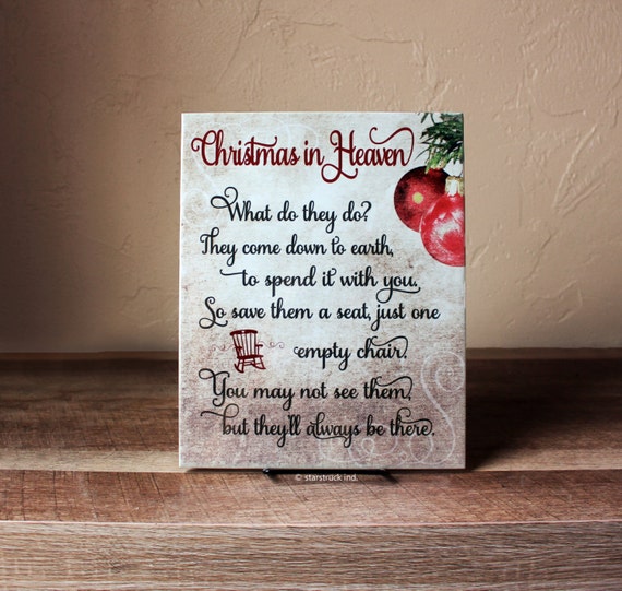 Image of a Christmas in heaven sign with a poem