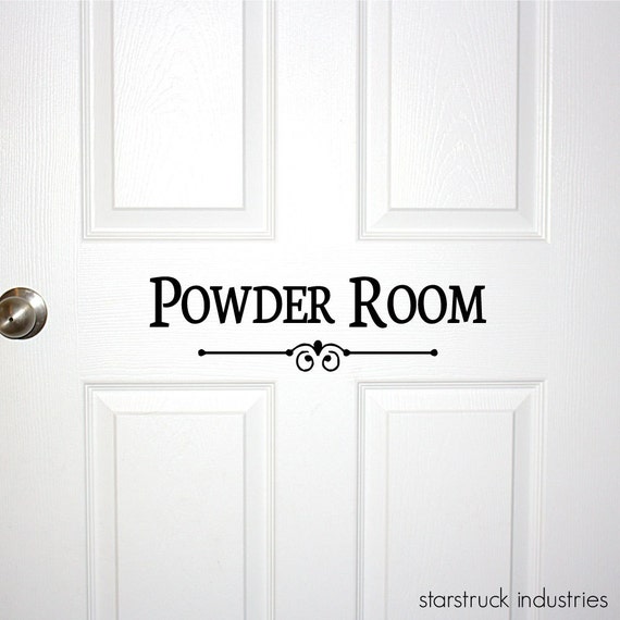 Powder Room Door Or Wall Decal Decorative Powder Room Sign Bathroom Bath Room Guest Shower Decor Wall Art Restroom Decoration Door Decal