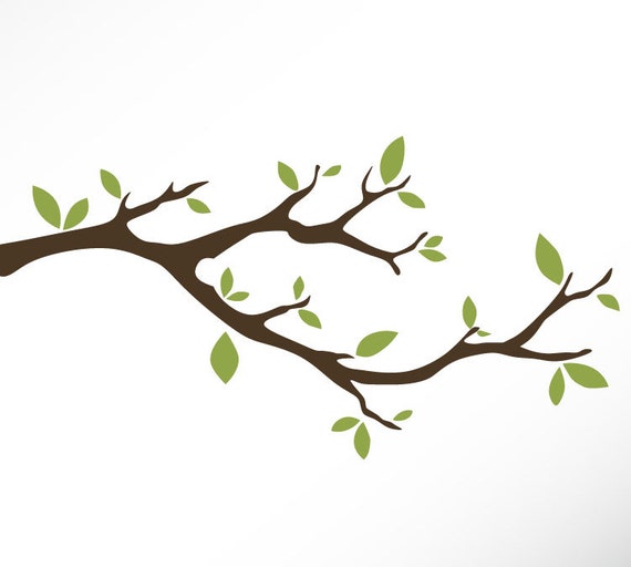 Tree Branch Vinyl Wall Decal Sticker Leaves Modern Etsy