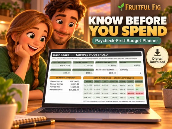 Paycheck Budget Planner for Google Sheets: Family Budget & Expense Tracker listing image