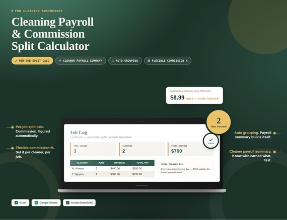 Cleaning Payroll & Commission Split Calculator
