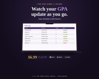 Stundenplan- und Notenplaner-Tabelle | Studenten-Tracker (Google Sheets, Excel)
