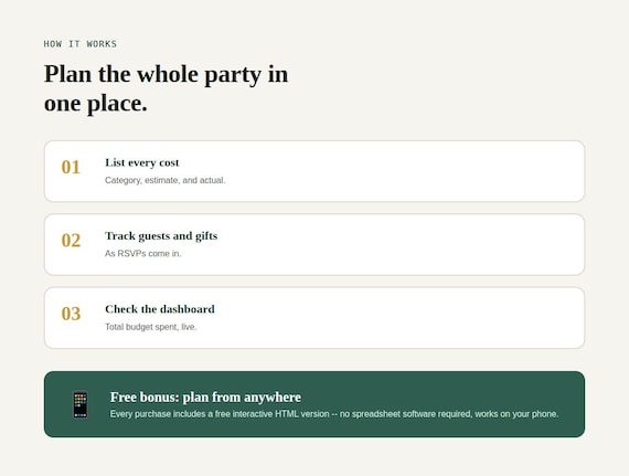 Birthday Party Planner Spreadsheet — Google Sheets & Excel spreadsheet by ToolWise Digital — view 7