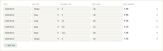 Running & Marathon Training Log Spreadsheet — Google Sheets & Excel spreadsheet by ToolWise Digital — view 6