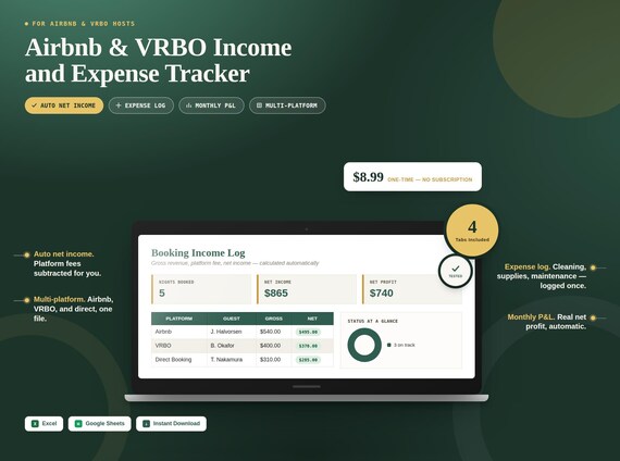Airbnb & VRBO Income and Expense Tracker