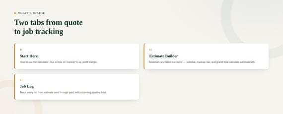 Contractor Estimate & Invoice Calculator — Google Sheets & Excel spreadsheet by ToolWise Digital — view 2