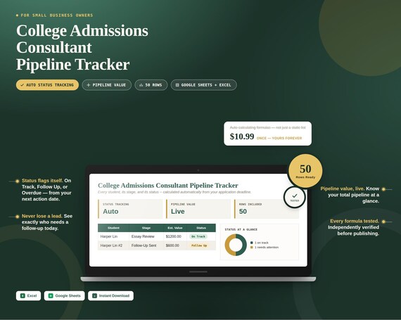 College Admissions Consultant Pipeline Tracker