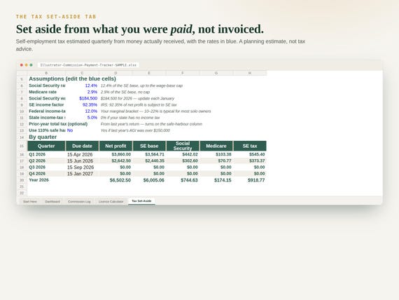 Illustrator Commission Payment Tracker — Google Sheets & Excel spreadsheet by ToolWise Digital — view 7