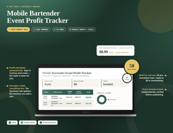 Mobile Bartender Event Profit Tracker