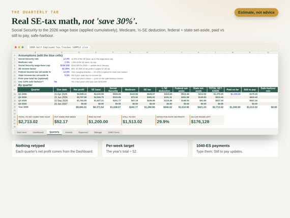 1099 & Self-Employed Tax Tracker — Google Sheets & Excel spreadsheet by ToolWise Digital — view 4
