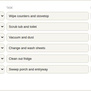 Interactive browser tool log table for Household Cleaning Schedule Tracker
