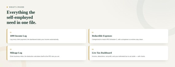 1099 Tax Tracker Spreadsheet, Self Employed Tax and… — Google Sheets & Excel spreadsheet by ToolWise Digital — view 2