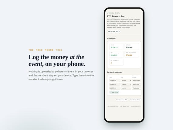 Treasurer Spreadsheet with Bank Reconciliation — Google Sheets & Excel spreadsheet by ToolWise Digital — view 9