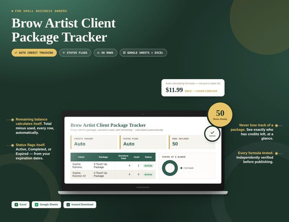 Brow Artist Client Package Tracker