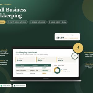Arkusz kalkulacyjny do księgowości małych firm | Panel przychodów, kosztów i zysków (Arkusze Google, Excel) zdjęcie 1