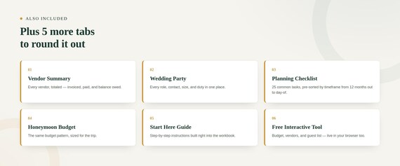 Wedding Planner Spreadsheet — Google Sheets & Excel spreadsheet by ToolWise Digital — view 3